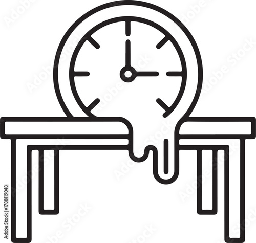 Furniture and old fashioned clock icons melting symbol business illustration