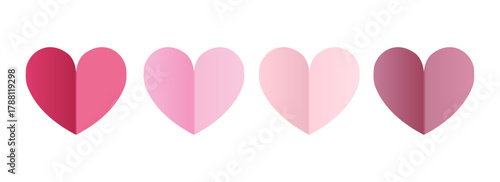 pink and red gradient papercut hearts, isolated on a white background. Perfect for Valentine s Day cards, web banners, and romantic decoration designs in vector format.