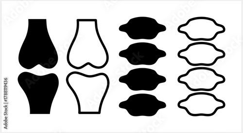 Spinal bone icon back. Skeleton outline disc backbone. Vertebrae icon. Stencil Vector stock illustration