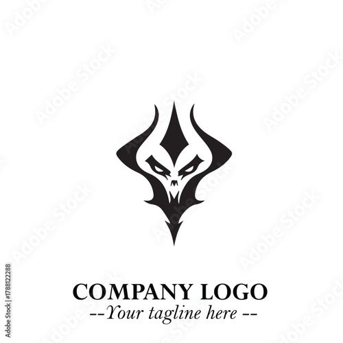 Head of Dracula Logo Symbol in Black on the White Background with Horror Minimal Vector Design