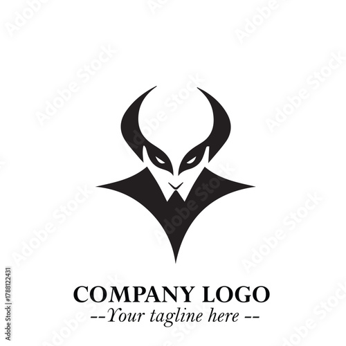 Head of Dracula Logo Symbol in Black on the White Background with Horror Minimal Vector Design