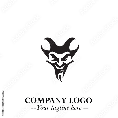 Head of Dracula Logo Symbol in Black on the White Background with Horror Minimal Vector Design