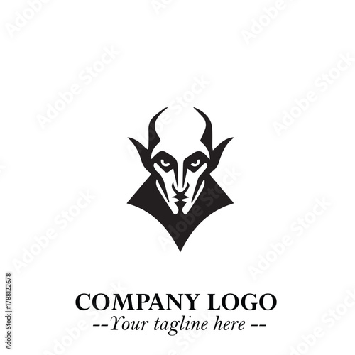 Head of Dracula Logo Symbol in Black on the White Background with Horror Minimal Vector Design