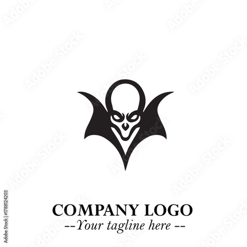 Head of Dracula Logo Symbol in Black on the White Background with Horror Minimal Vector Design