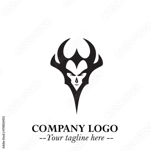 Head of Dracula Logo Symbol in Black on the White Background with Horror Minimal Vector Design