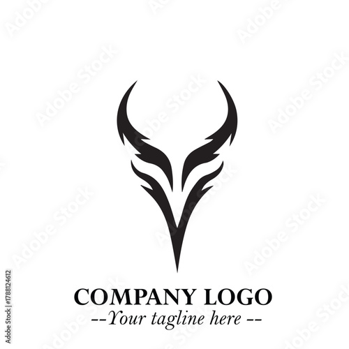 Head of Dracula Logo Symbol in Black on the White Background with Horror Minimal Vector Design