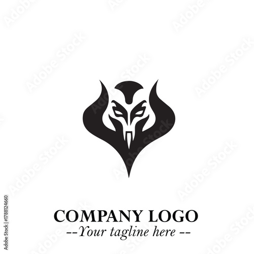 Head of Dracula Logo Symbol in Black on the White Background with Horror Minimal Vector Design