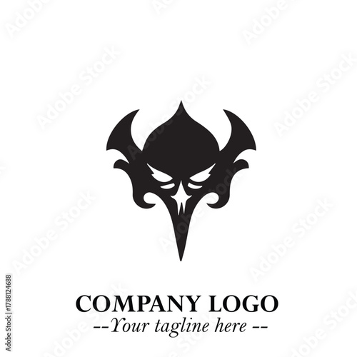 Head of Dracula Logo Symbol in Black on the White Background with Horror Minimal Vector Design