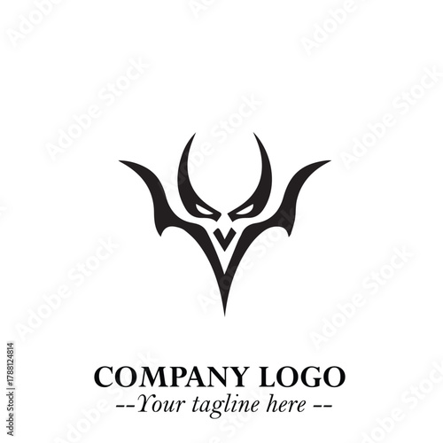 Head of Dracula Logo Symbol in Black on the White Background with Horror Minimal Vector Design