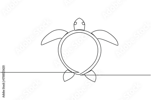 Turtle continuous one line drawing simple minimalist marine animal design
