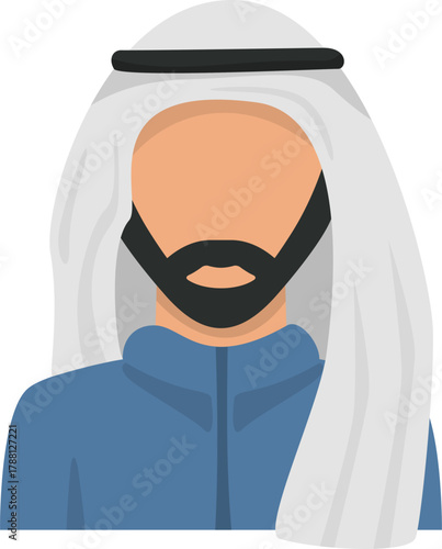 Illustration of a Muslim Man in Traditional Arabic Clothing