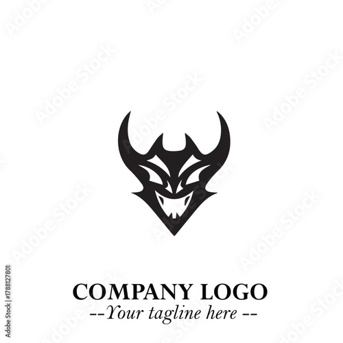 Head of Dracula Logo Symbol in Black on the White Background with Horror Minimal Vector Design