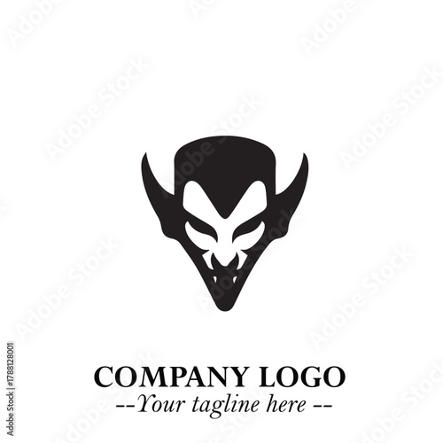 Head of Dracula Logo Symbol in Black on the White Background with Horror Minimal Vector Design