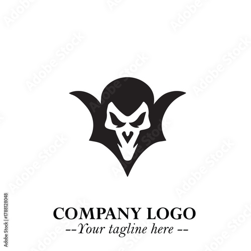 Head of Dracula Logo Symbol in Black on the White Background with Horror Minimal Vector Design