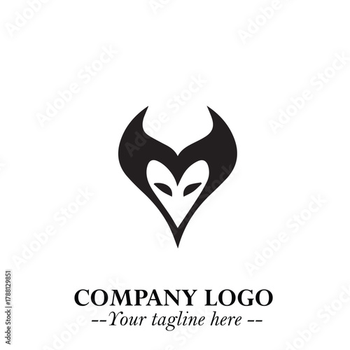 Head of Dracula Logo Symbol in Black on the White Background with Horror Minimal Vector Design