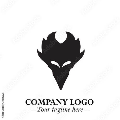 Head of Dracula Logo Symbol in Black on the White Background with Horror Minimal Vector Design
