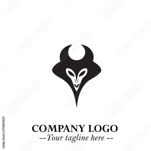Head of Dracula Logo Symbol in Black on the White Background with Horror Minimal Vector Design