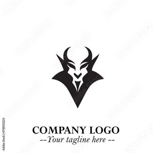Head of Dracula Logo Symbol in Black on the White Background with Horror Minimal Vector Design