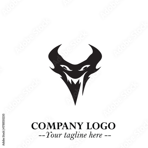 Head of Dracula Logo Symbol in Black on the White Background with Horror Minimal Vector Design