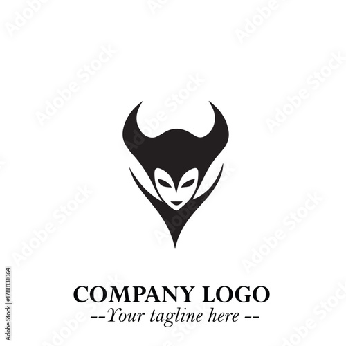 Head of Dracula Logo Symbol in Black on the White Background with Horror Minimal Vector Design