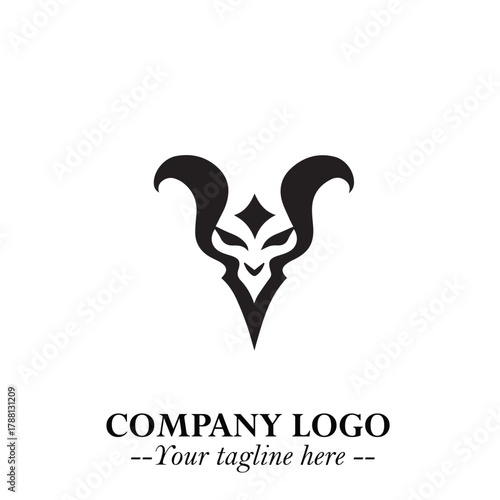Head of Dracula Logo Symbol in Black on the White Background with Horror Minimal Vector Design