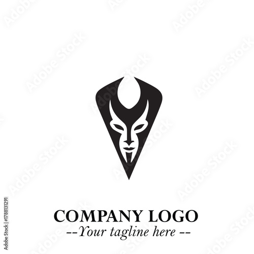 Head of Dracula Logo Symbol in Black on the White Background with Horror Minimal Vector Design