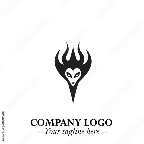 Head of Dracula Logo Symbol in Black on the White Background with Horror Minimal Vector Design