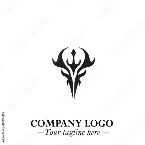 Head of Dracula Logo Symbol in Black on the White Background with Horror Minimal Vector Design