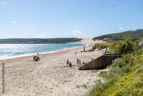 Fototapeta Naklejka Na Ścianę i Meble -  The large sand dune on Bolonia Beach in Cadiz