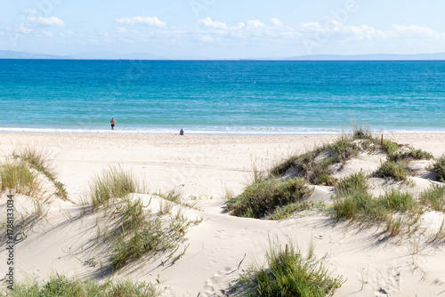 Fototapeta Naklejka Na Ścianę i Meble -  The large sand dune on Bolonia Beach in Cadiz