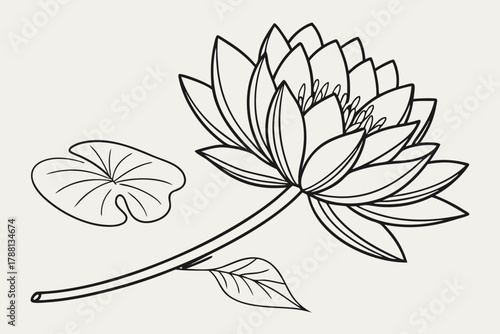 Minimal lotus flower outline — calm zen aesthetic, balanced botanical vector