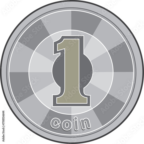 1円コイン表面（集中線デザイン）