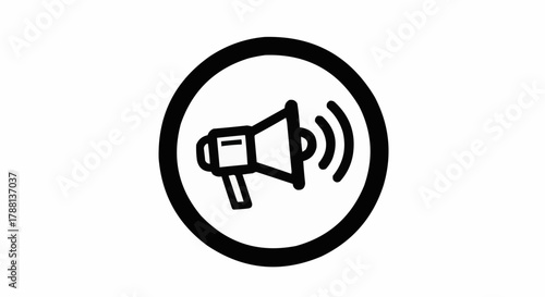Amplify Your Message: Bold Megaphone Icon for Announcements and Marketing, Effective Communication, Reach Your Audience, Simple Black and White Design