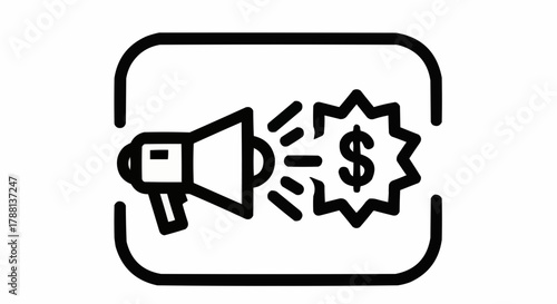 Dynamic megaphone announces financial opportunity and profit gains, symbolizing successful marketing campaigns driving revenue growth.