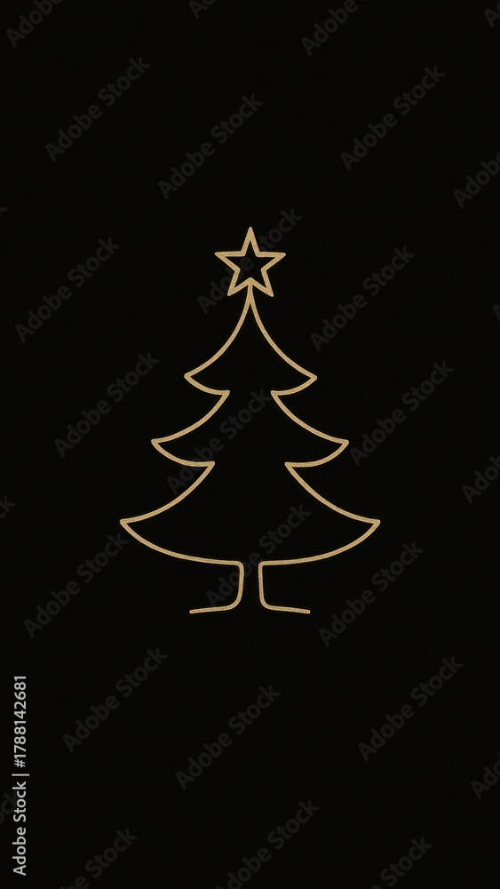 Obraz premium Minimalist golden Christmas tree mobile wallpaper