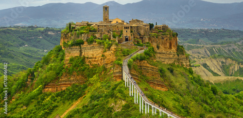 Civita di Bagnoregio is a town in the province of Viterbo, Lazio, Italy, about 100 km north of Rome. It was founded as a city in the 1st millennium BC by the Etruscans.