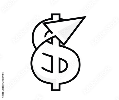 dollar icon and up arrow