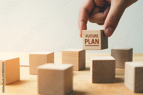 Strategizing for success placing future plan blocks to build a solid foundation for growth and achievement