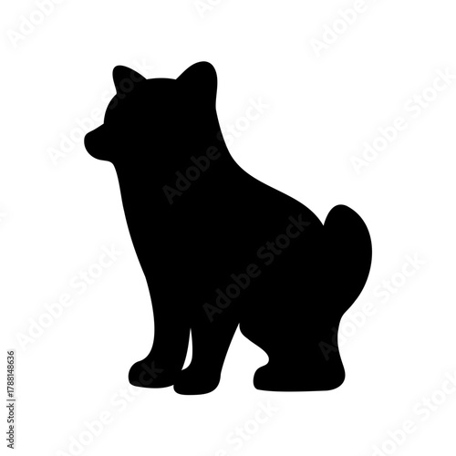 Black dog silhouette sitting in profile on white background Vector, illustration