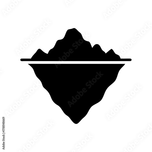Iceberg icon showing visible and submerged parts above water Vector, illustration