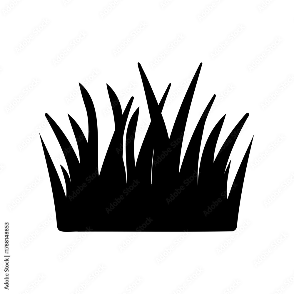 Ταπετσαρία Stylized black silhouette of grass tuft isolated on white Vector, illustration