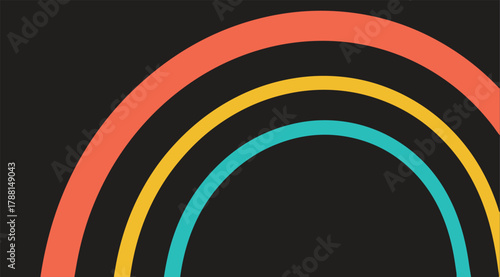 Abstract rainbow arches on dark background