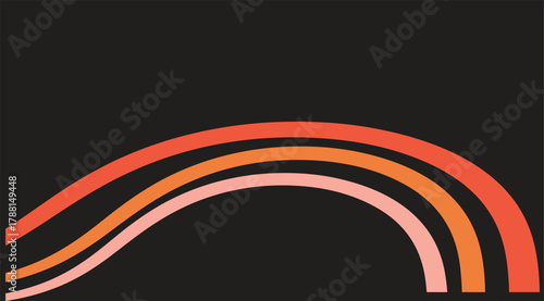 Retro rainbow arches on dark background