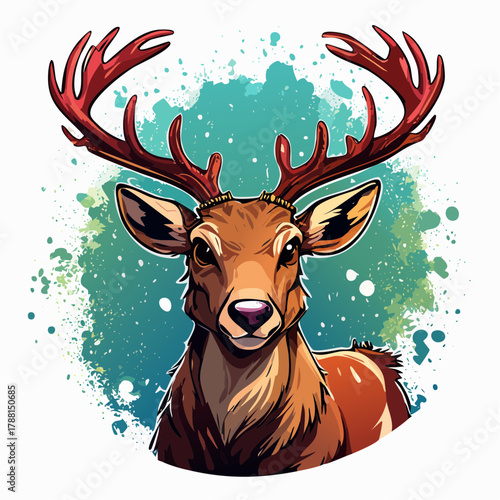 Kopf von einem Rentier - Cartoon Comic Stil