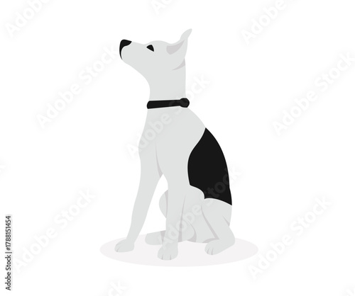 Illustration of a Sitting Dog Looking Up
