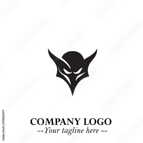 Head of Vampire Logo Symbol in Black on the White Background with Gothic Horror Vector Design