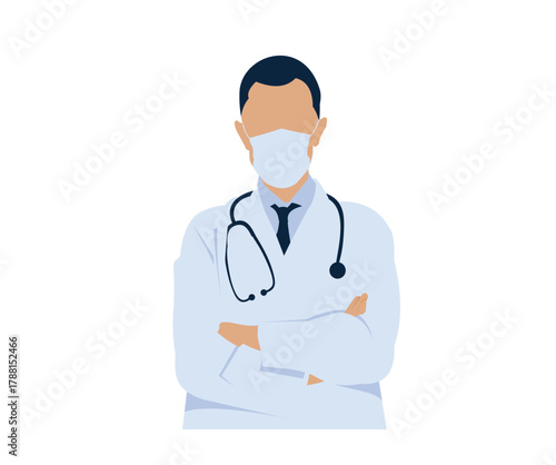 Illustration of Doctor Wearing a Surgical Mask
