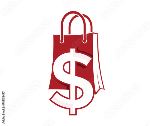 Shopping Bag with Dollar Sign Graphic