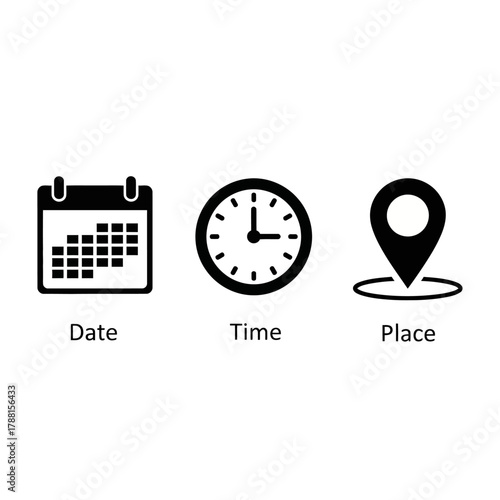 date time place icons event information