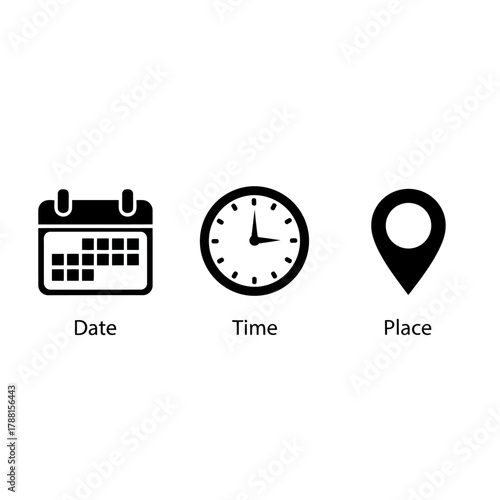 date time place location schedule event meeting planner icons